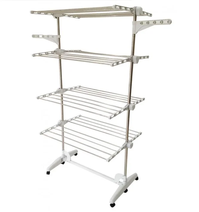 

Four-layer Drying Rack, Stainless Steel Tube Legs, Foldable Hanger, Multifunctional Space-saving Hanger Clothes Horse