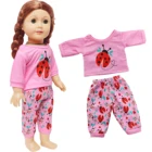 Розовая Одежда для маленьких кукол, пижама с милым рисунком животных, футболка, штаны, наряд для американской девочки 18 дюймов и 43 см, аксессуары для маленьких кукол