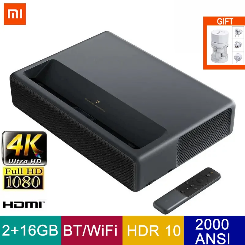 Xiaomi Mijia Laser Projector 1S 4K 2000ANSI Lumens 2GB 16GB TV HDR TV Cinema Bluetooth WiFi 3D Home Theater System Movie Player