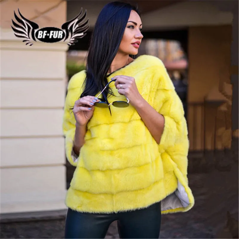 

BFFUR Luxury Woman Real Mink Fur Coat Genuine Poncho Natural Winter Female Jacket Full Pelt Real Fur Cape Shawl Coat Mink Coats