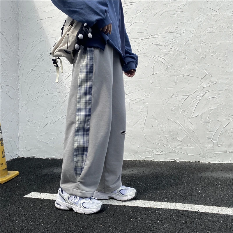 

Wide Leg Pants for Women Clothing Straight Casual Long Capris Patchwork Loose High Waist Sweatpants Female Gray Trousers Spring