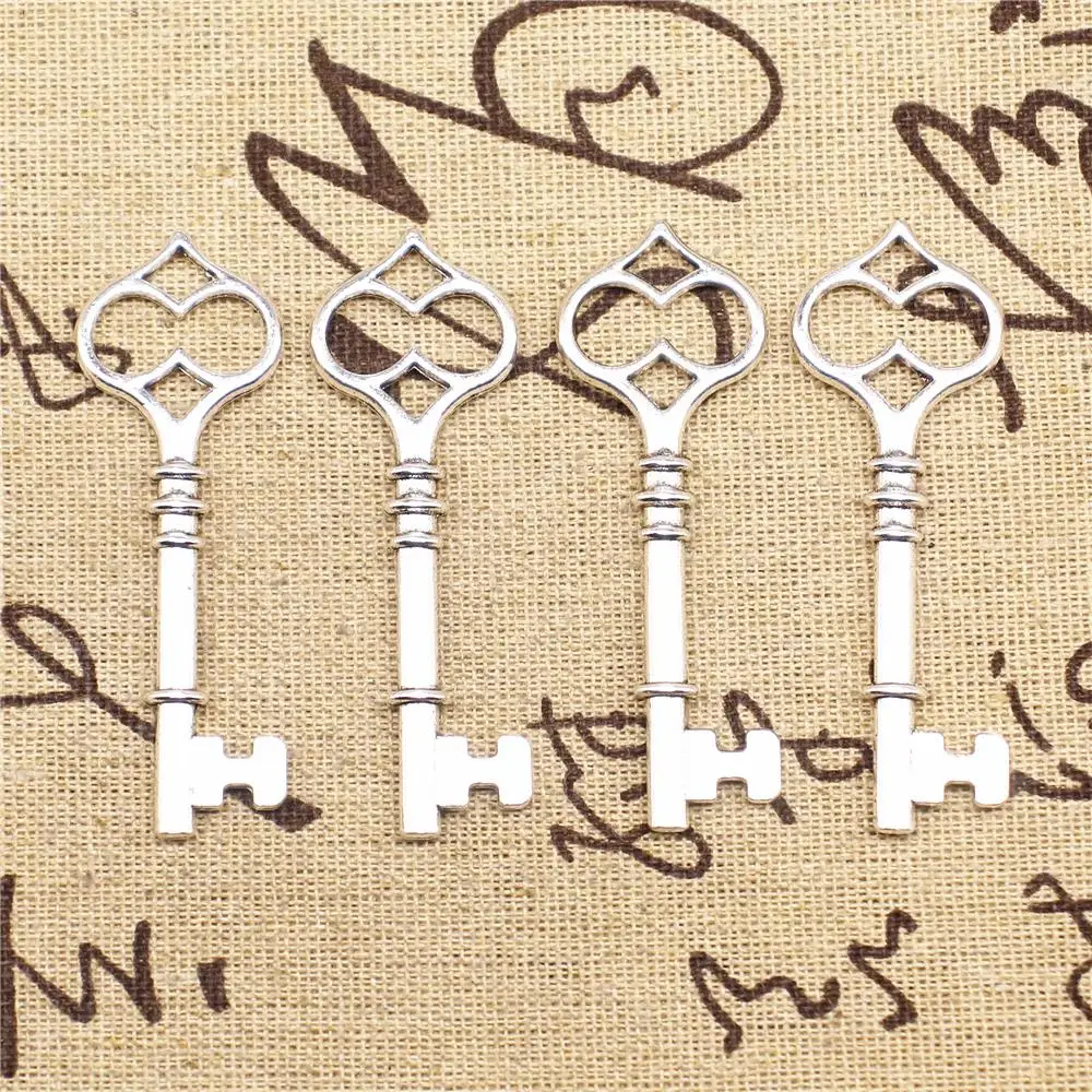 

Cute Charms For Bracelet 5pcs 60x20mm Antique Silver Color Key Charms