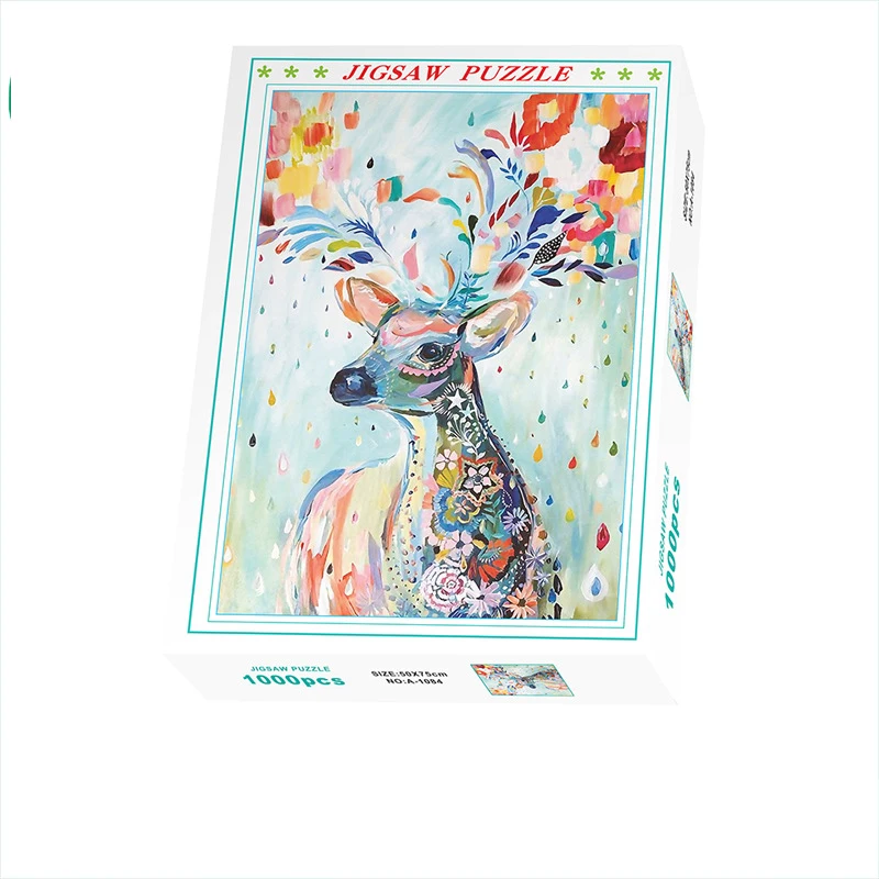 

1000 Pieces Jigsaw Puzzle Challenge Pop Fidget Toy Adults Brain Game ADHD Patience Pattern Paper Puzzle Party Christmas Gift