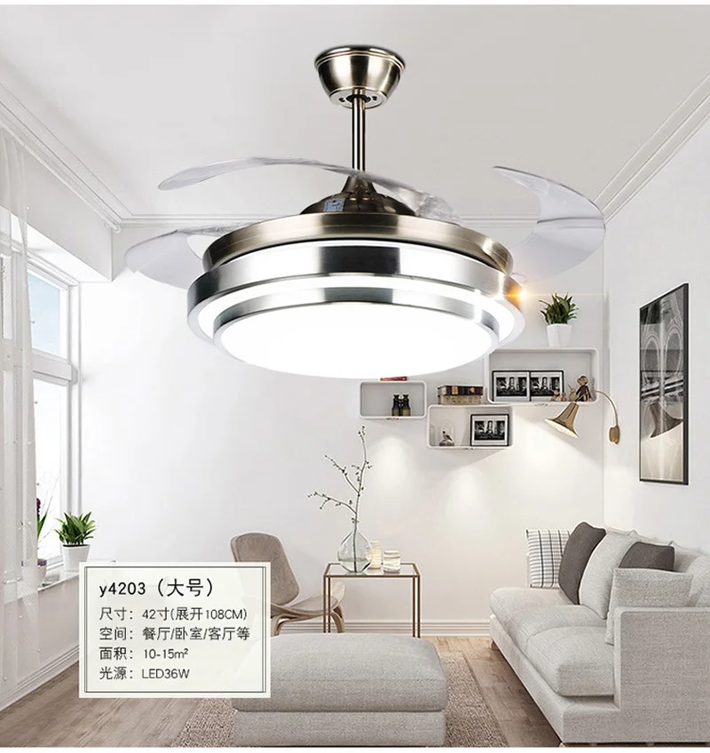 Светодиодный Невидимый потолочный вентилятор светсветильник для спальни с