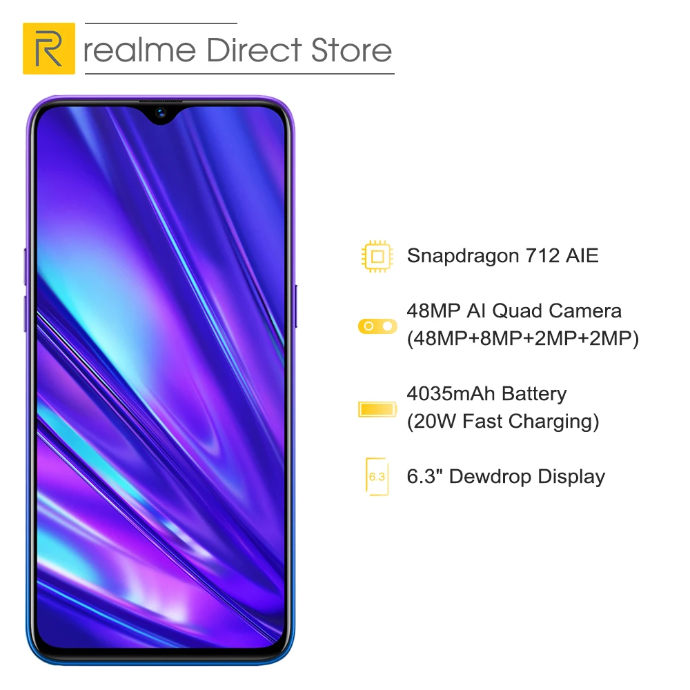 Realme 5 Pro 4 Гб ОЗУ 64 ПЗУ 6 3 ''мобильный телефон Snapdragon 712 AIE OPPO 48MP Quad camera мобильный VOOC