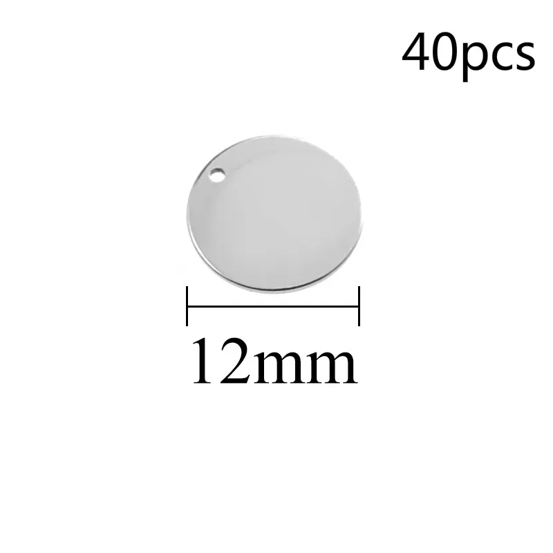 12mm 40pcs Нержавеющая сталь, металлическим украшением и закругленным штамповки пустые теги металла для изготовления бижутерии поставка Accessori6/8/10/12/14/15/18/20/25/30/40 мм - Окраска металла: 12mm 40pcs