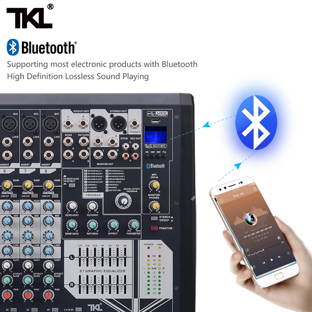 TKL профессиональный звуковой микшер GLSD 8 12 16 каналов с USB bluetooth сценическое