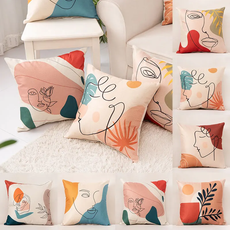 

45*45 Cushion Cover Pillow Creative Abstract Art streak Face Pillowcase Sofa bedroom Decor Throw Pillows for Home Car Decorative