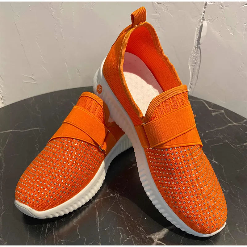 Кроссовки женские сетчатые без шнуровки Вулканизированная плоская подошва