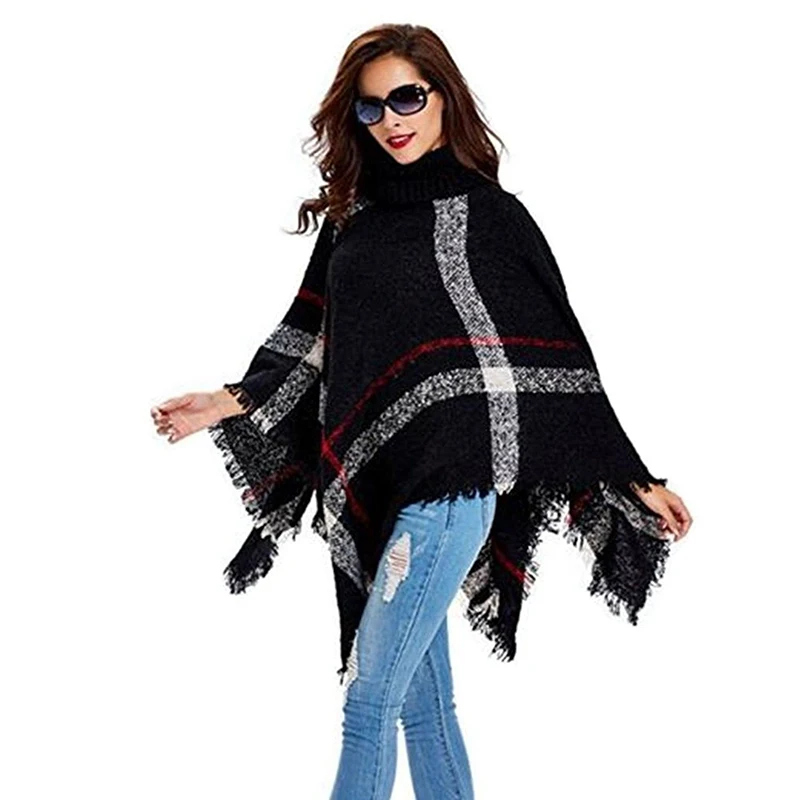

Woven Loop Yarn Women's Scarf High Collar Patchwork Keep Warm Tassel Women's Shawl Cape Style Korean Fashion