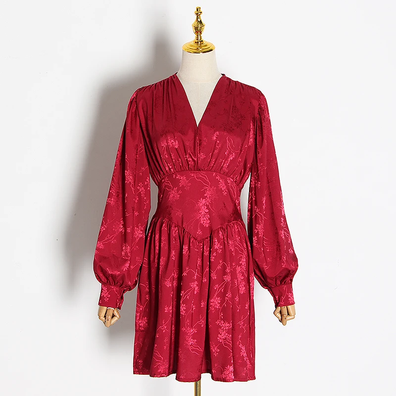 2020 весеннее Новое плиссированное платье в стиле ретро с длинным рукавом и