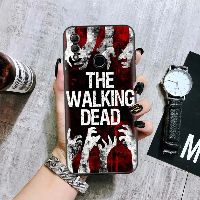 Ходячие мертвецы TWD черная крышка чехол для телефона для huawei Y9 Y5 Y6 Y7 Honor 10 9 Lite 9X8X8 S 8A фотоаппаратов моментальной печати 7S 7A 10i 20i V20 Coque Капа