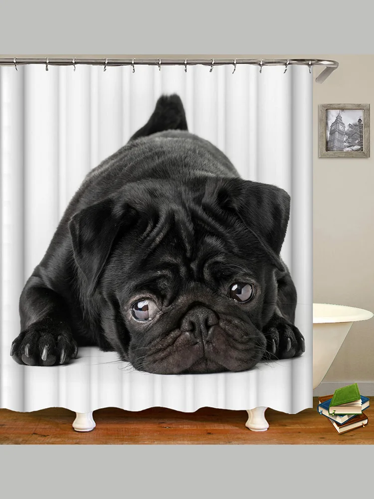

bathroom decor shower curtain dog 2018 cortina de ducha new arrival black English bulldog bathroom curtain bath