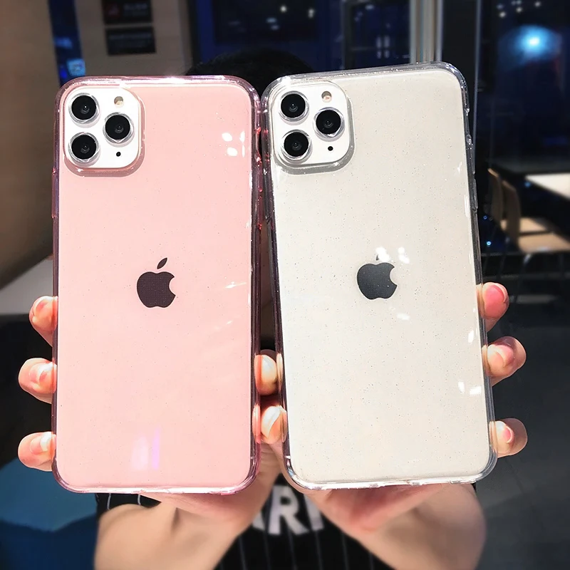 Прозрачный блестящий чехол SUYACS для телефона iPhone 12 Mini Pro Max 11 XS MAX XR X 7 8 Plus простой