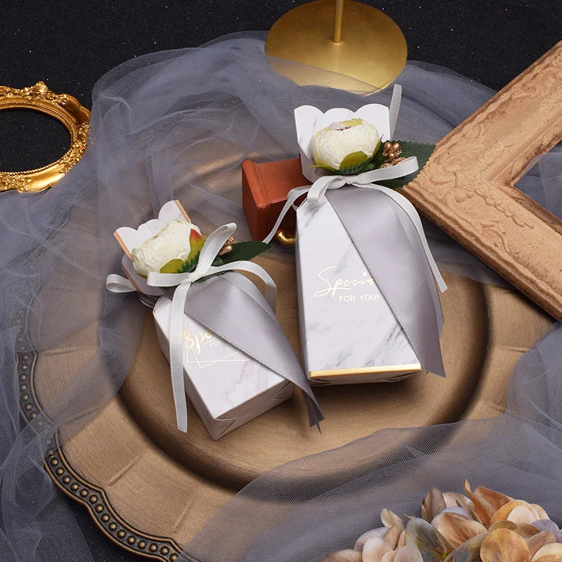 20/50pcs New Marble Wedding Favor and Sweet Gift Bags Candy Dragee Box Baby Shower Birthday Guests Event Party Supplies | Дом и сад
