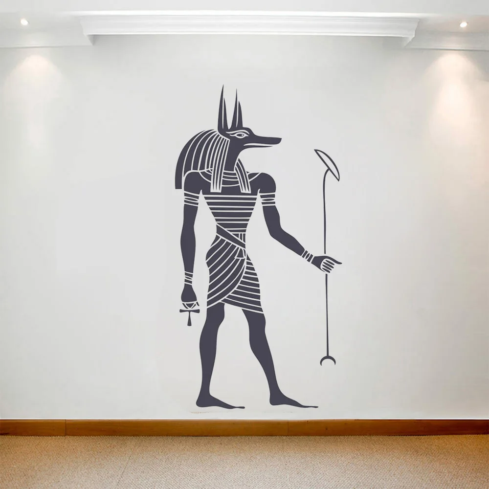 Egyptian Anubis Wall Sticker Ancient Egypt Style Wallpaper Home Living Room Decoration Removable Anubis Wall Art Decals M27