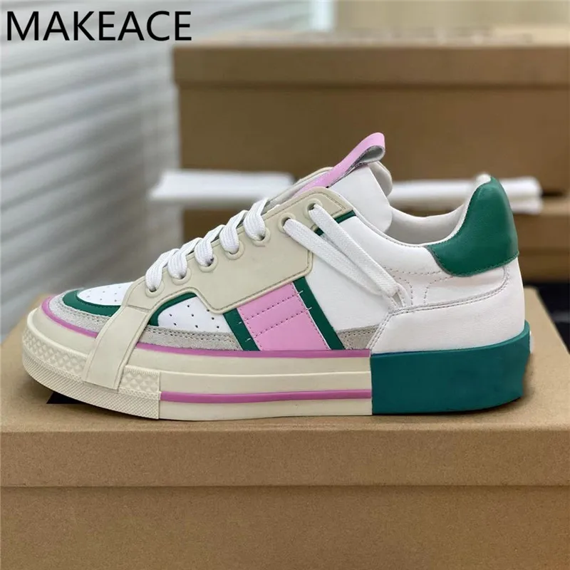 

Multicolor Sneakers Women New leather lace up Flat Platform Small White Shoes Thick Bottom spring autumn Casual Shoes Woman