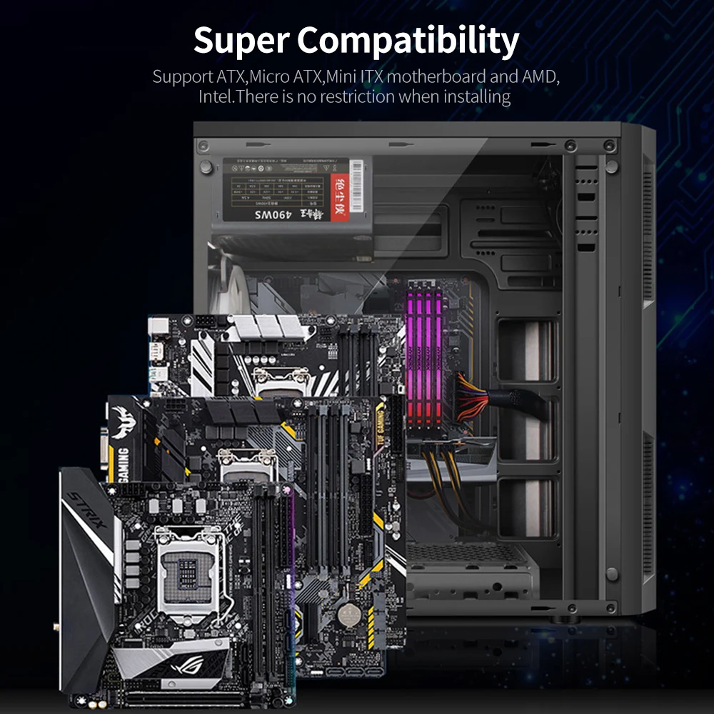 Чехол для настольного компьютера с поддержкой ATX/Micro ATX/Mini ITX прозрачный RGB чехол ПК