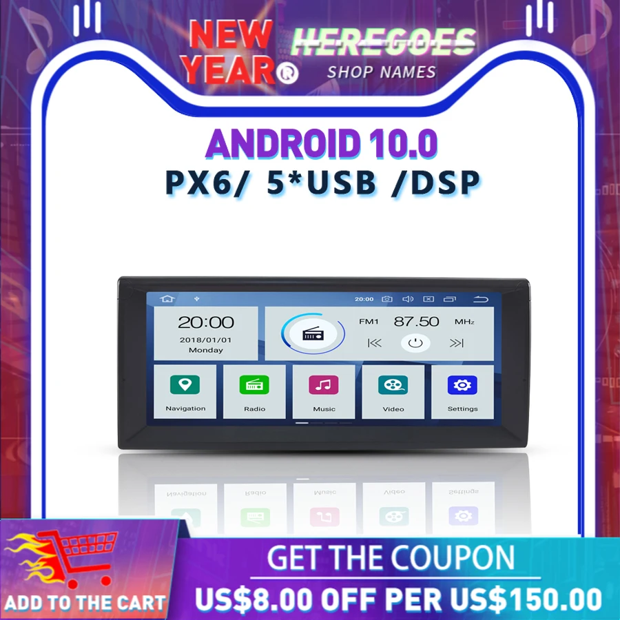 Автомобильный DVD плеер PX6 DSP 1DIN Android 10 25 4 Гб + 64 ГБ GPS Wi Fi Bluetooth 0 Радио RDS для BMW E39 X5 E53 M5