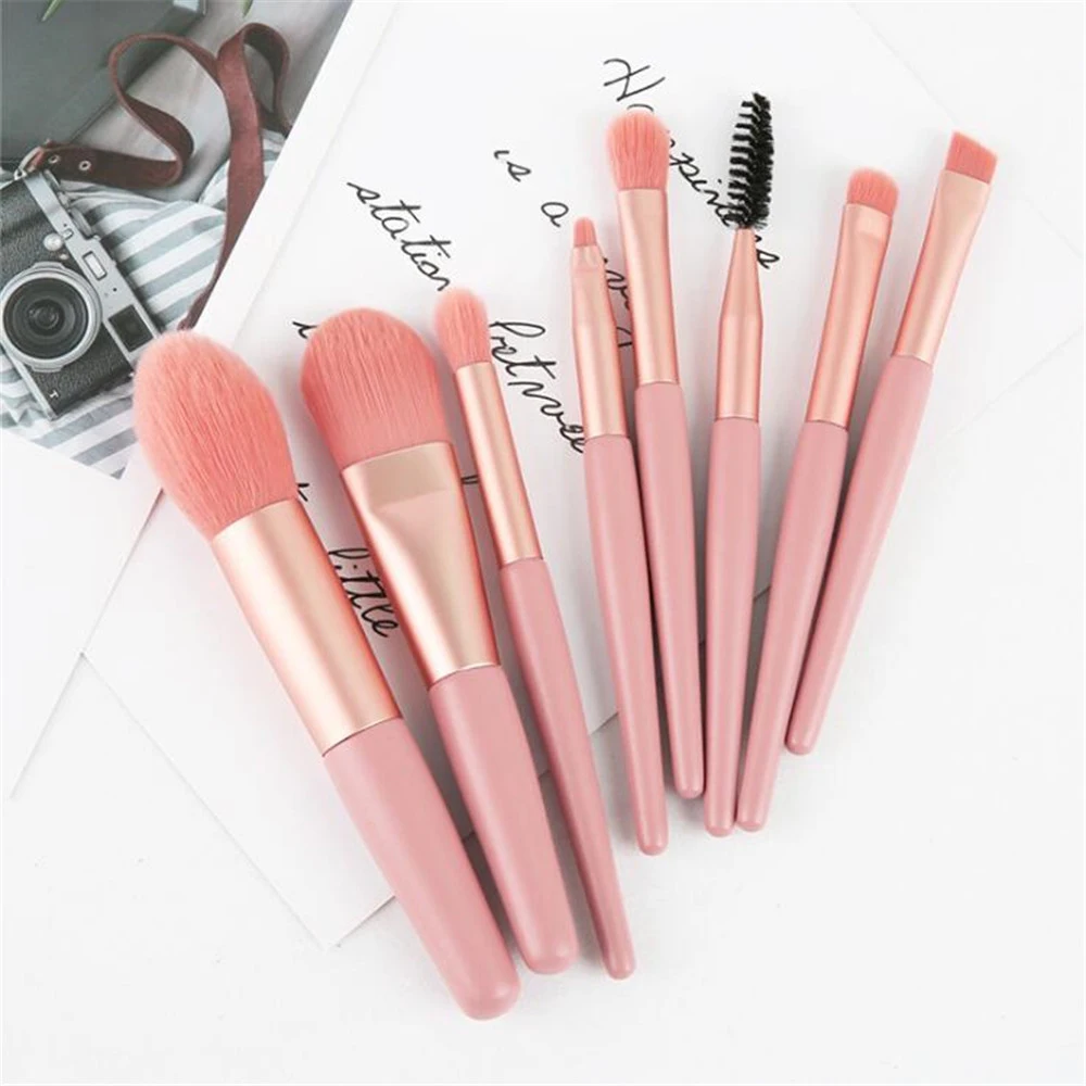 8Pcs/Set Pink Makeup Brushes Set Eye Shadow Eyeliner Eyebrow Blush Power Facial Blending Brush Face BrushesCosmetic Tools | Красота и