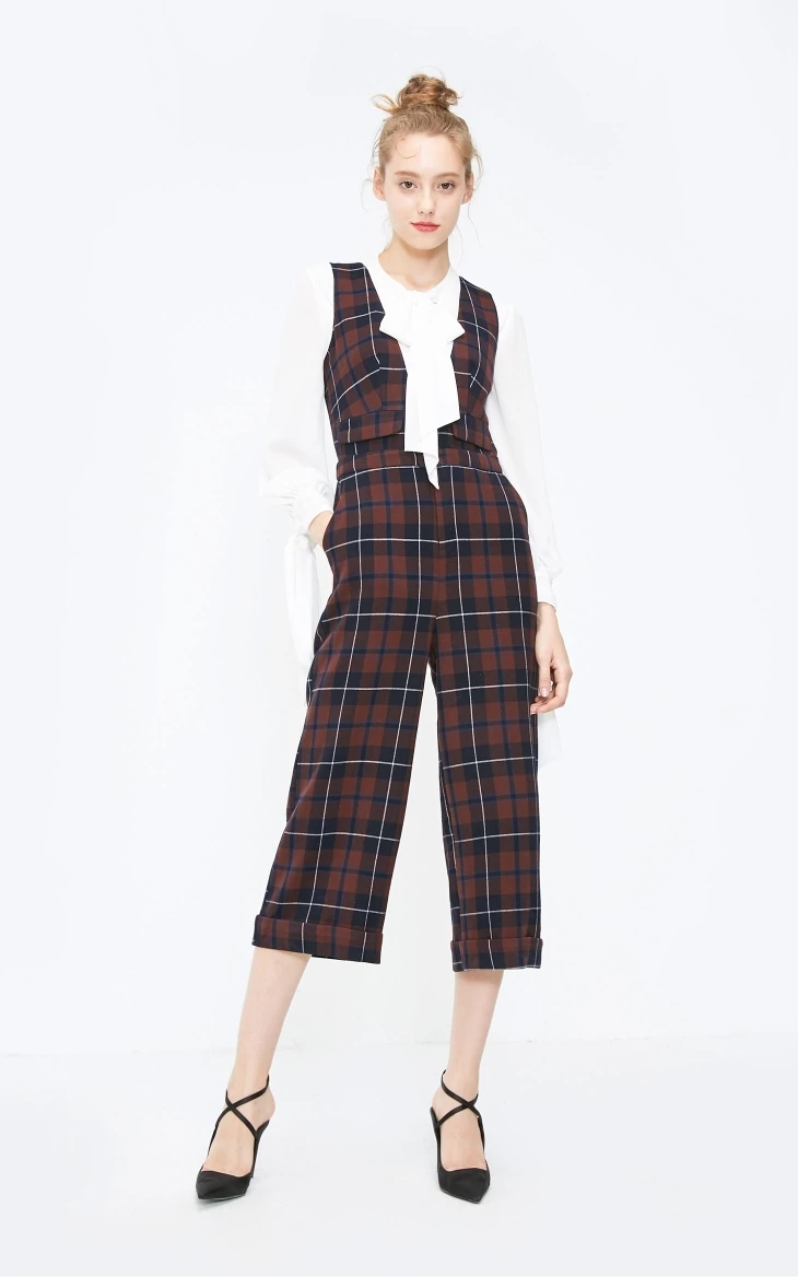 Vero Moda новое поступление OL Стиль Женский клетчатый комбинезон капри на пуговицах | 31849X504