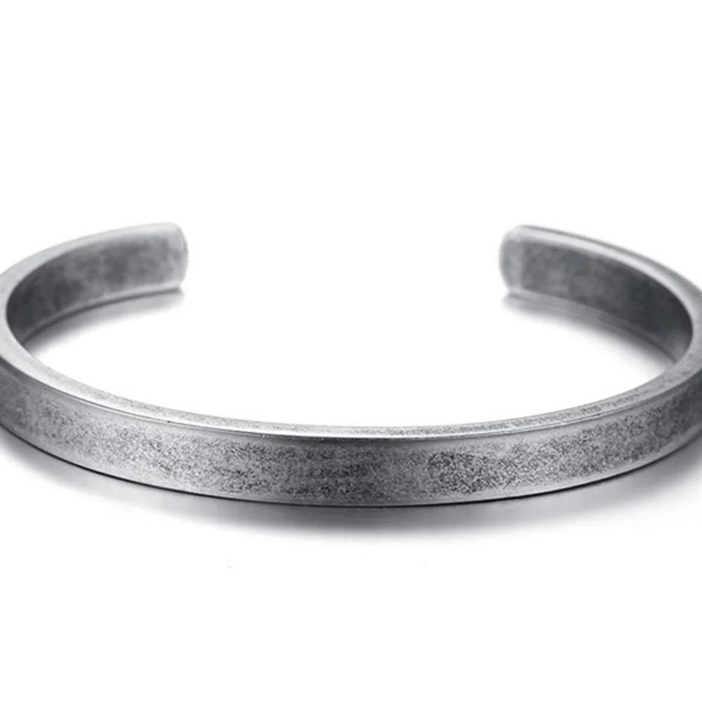 Винтажный Панк Серебряный браслет на запястье для мужчин и женщин простой