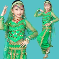belly dance costume children indian dance suit oriental dance wear kids sequin bollywood dance clothing stage performance