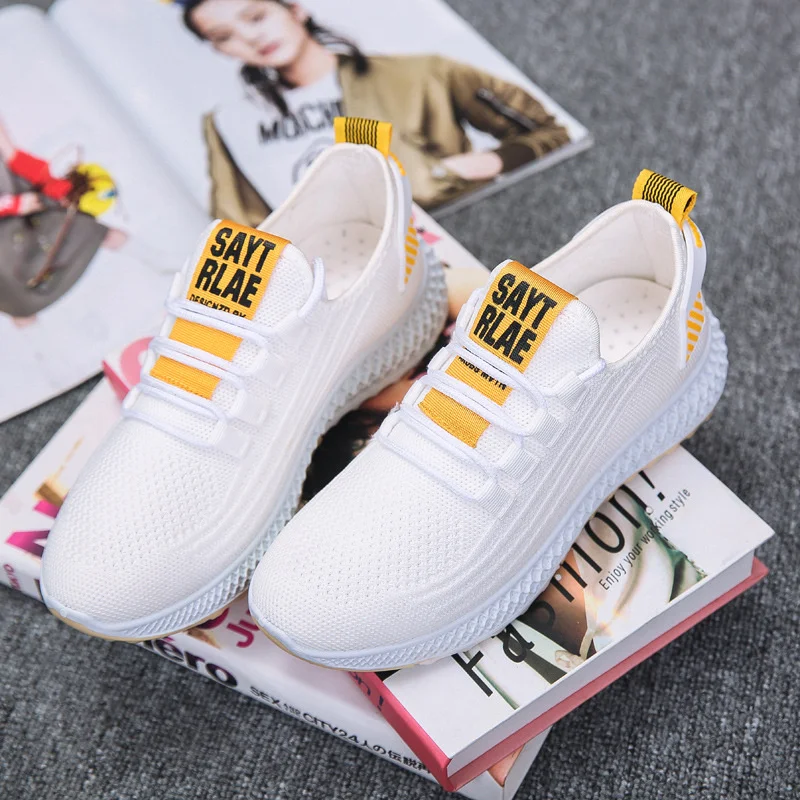 

Flying Woven Breathable Casual Shoes White Shoes Fashion Sports Shoes Women's Shoes 2022 Summer New Style