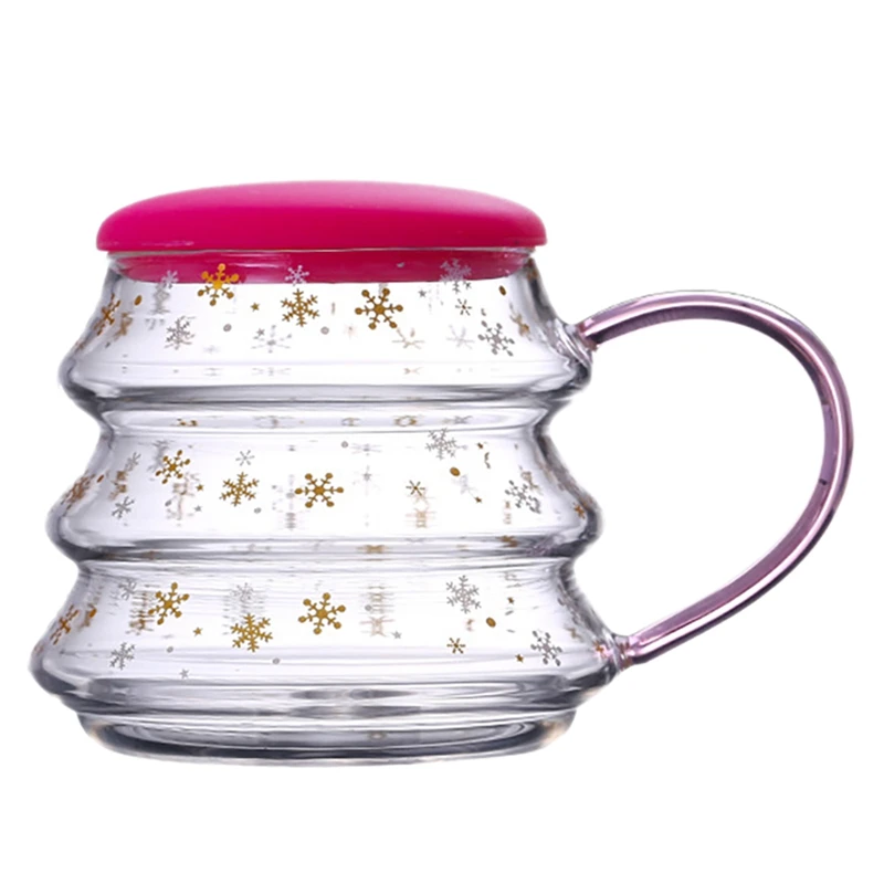 

High Borosilicate Glass Christmas Tree Star Wish Cup Home Juice Drink Cup Office Coffee Milk Juice Cup Pink