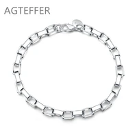 agteffer 925 sterling silver big long lattice bracelet for women wedding engagement party fashion jewelry