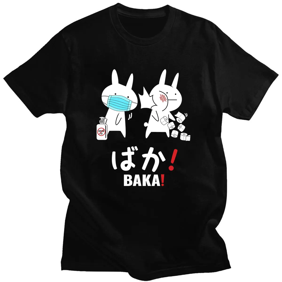 

Summer Baka T Shirts Mens Class of Quarantined T-shirts Pure Cotton Breathable Camisetas Japanese Cute Rabbit Slap Tshirt Tops