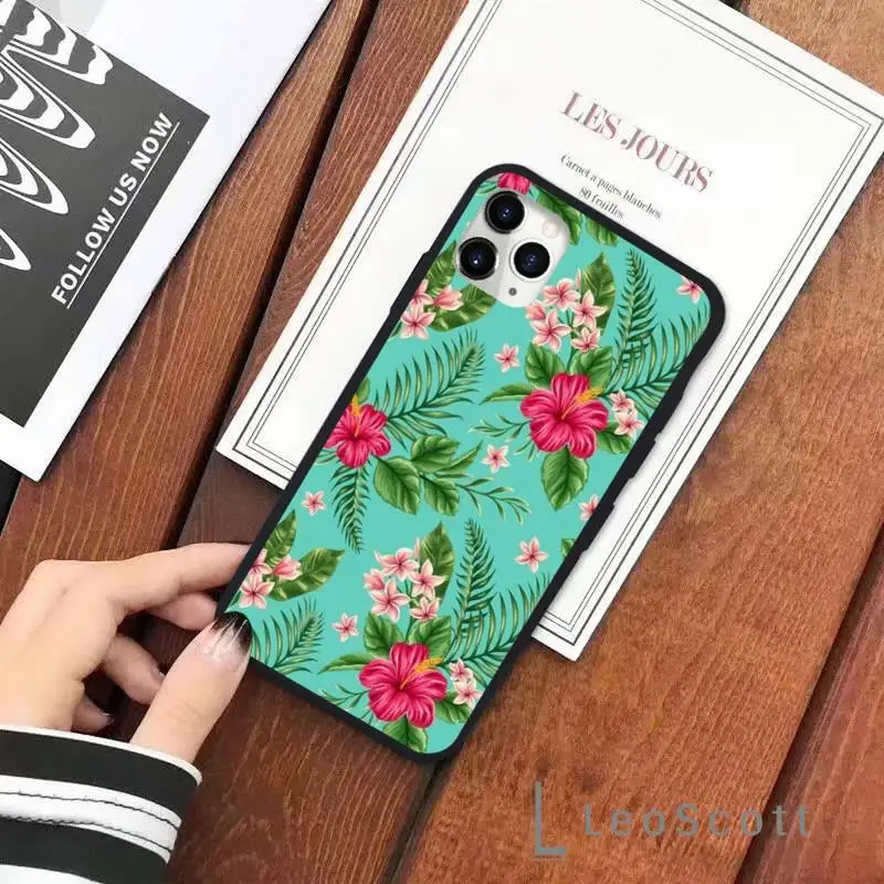 

Vintage Banana Leaf Flower pattern Phone Case for iPhone 11 12 pro XS MAX 8 7 6 6S Plus X 5S SE 2020 XR soft Shell Cover Funda