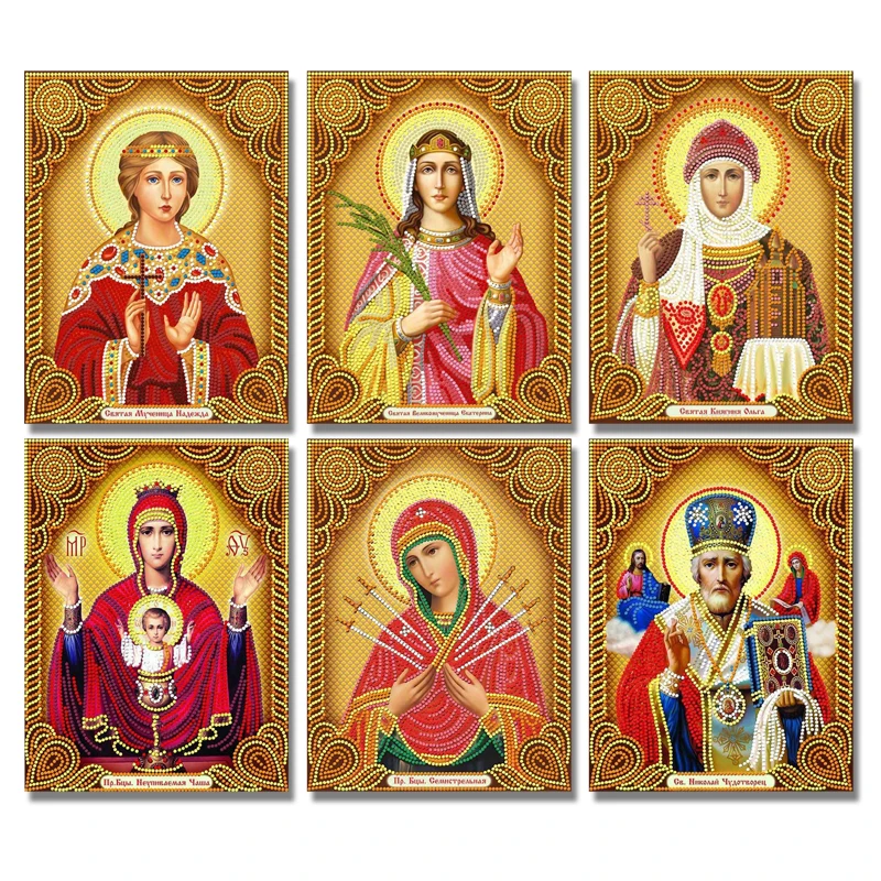 DIY Бриллиантовая вышивка религиозная значки Алмазная крестиком на рисунке