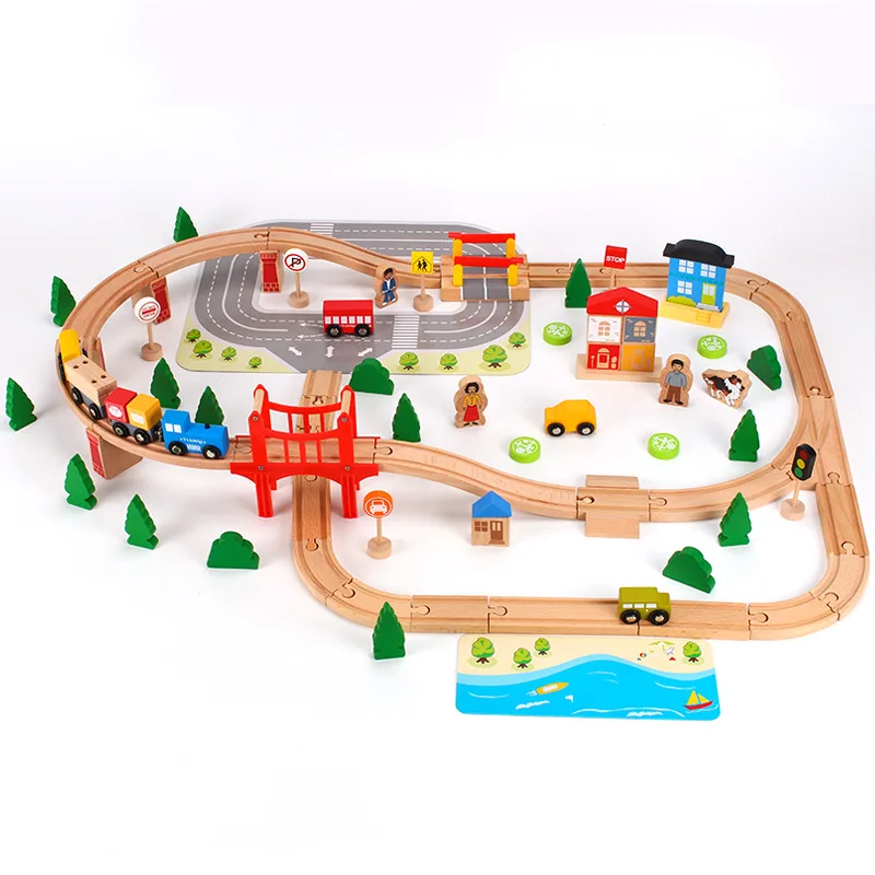 

Деревянный поезд трек игрушка развивающие трек аксессуары набор совместим с деревянным поездом железной дороги и электрический автомобил...