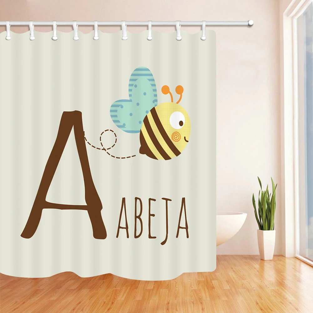 

Cartoon Pattern Shower Curtains Funny Cute Animal Hand Painted Interesting Kids Bathroom Set Waterproof Polyester Fabric Curtain