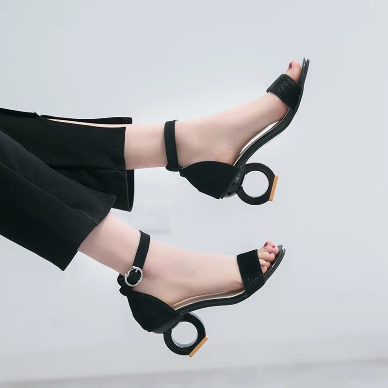 Женские босоножки Lucyever на высоком каблуке с открытым носком ремешком щиколотке