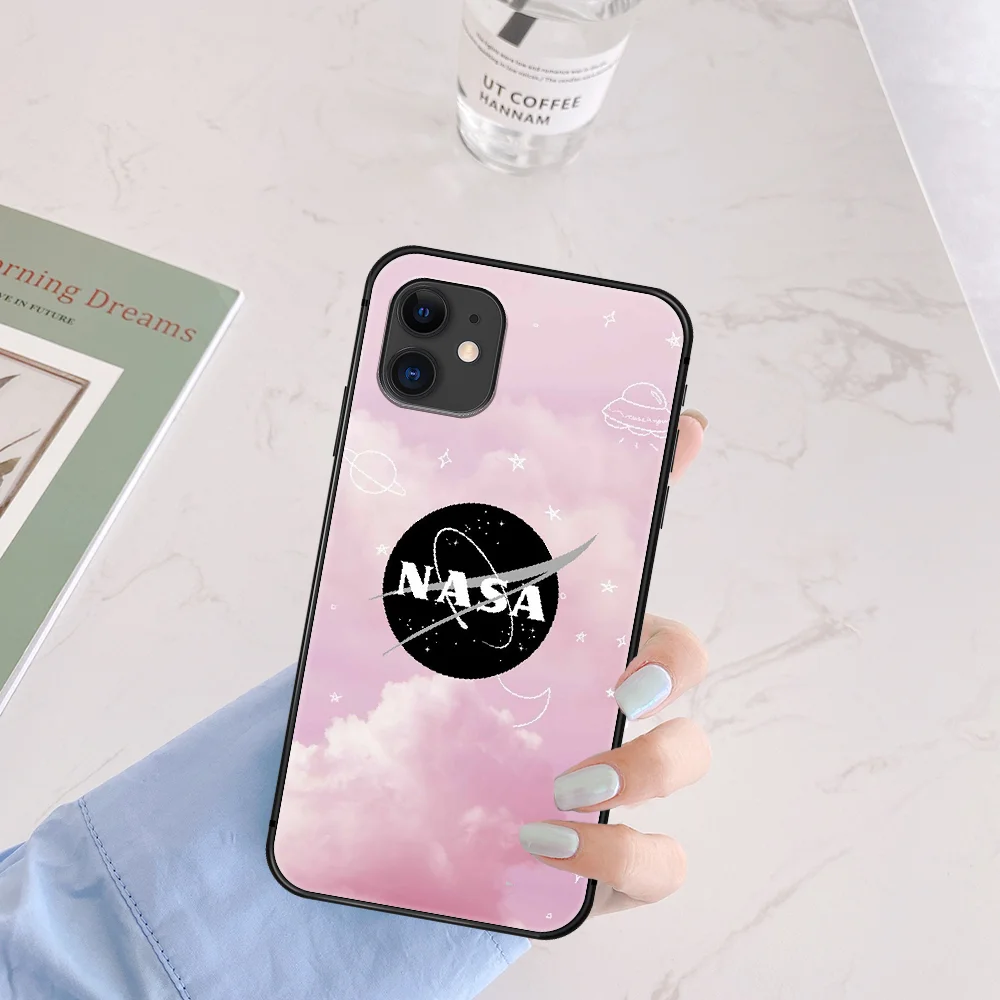 

Space NASAes Sign Phone Case For Iphone 5 5S SE 2020 6 6S 7 8 Plus 11 12 Mini X XS XR Pro Max black Coque 3D Bumper Trend Back