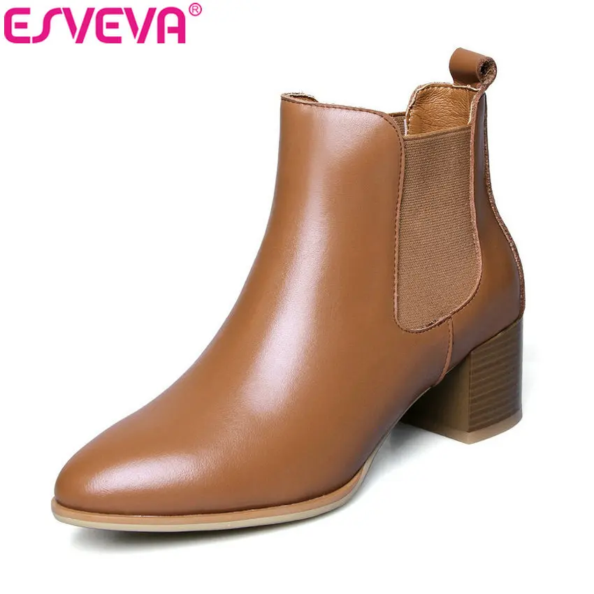 Женские ботинки Челси ESVEVA зимние из искусственной кожи без шнуровки на