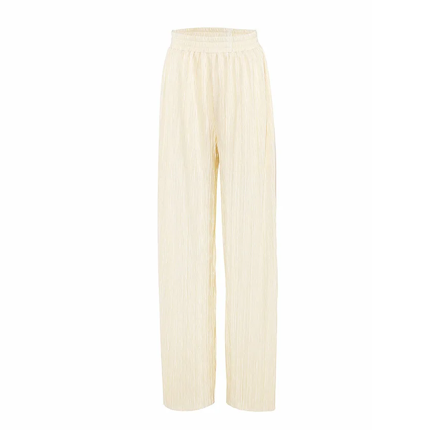 Брюки женские плиссированные с широкими штанинами повседневные офисные модные