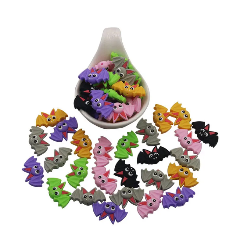 5Pcs Silicone Bat Beads Loose Chew Bead DIY Pacifier Chain Necklace Baby Teether Molar Toy | Teethers