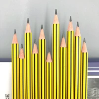 12 pcslot diy cute plastic black refilled durable hb painting drawing pencil stripe for office and school supplies