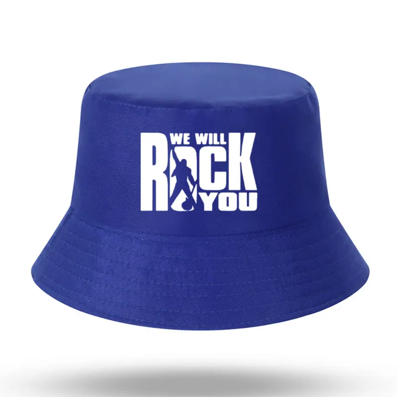 

We Will Rock You Print Queen Rock Band Men Women Bucket Hat Outdoor Panama Fishing Cap Fisherman Hat Women Harajuku Fishing Hat