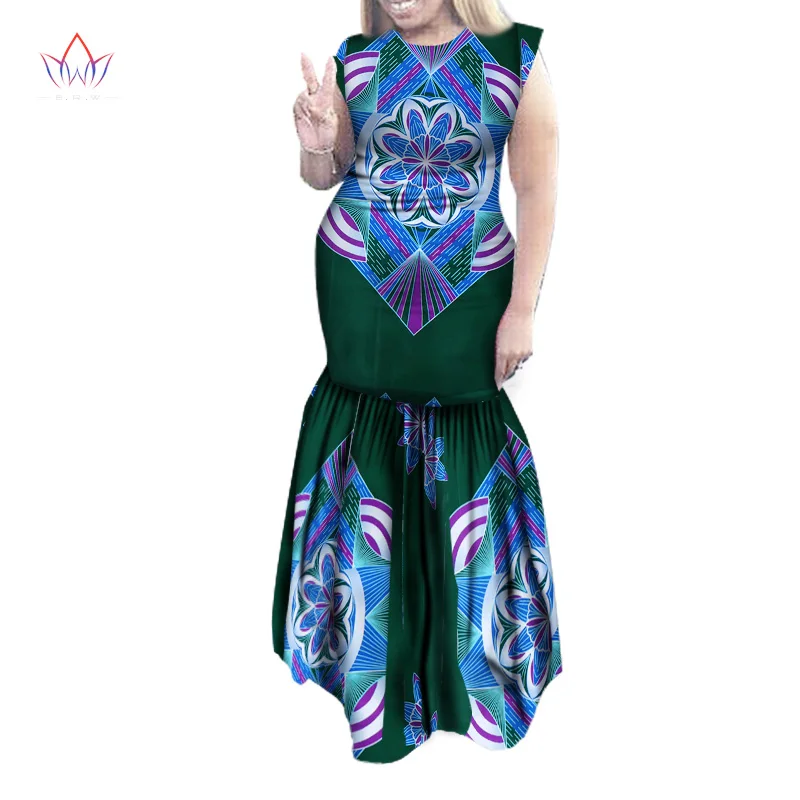 Women Dress Sexy Party Dresses Maxi Dahiki African Print Cotton Sleeveless Ankara Plus Size Clothing WY1570 | Тематическая одежда