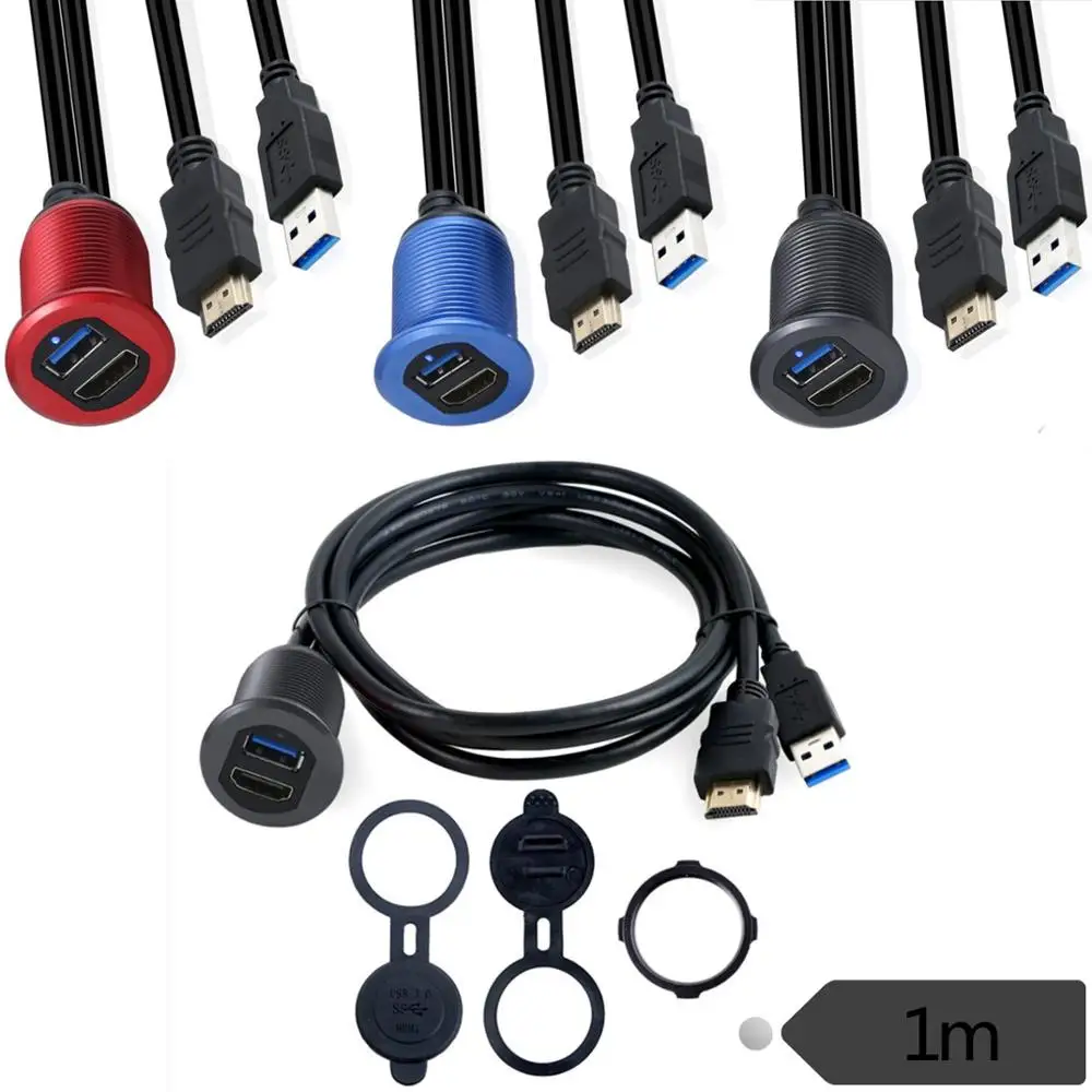 Автомобильная лодка Dash флеш крепление USB 3 0 A папа к женскому + HDMI 4k * 2k 60HZ свинцовый