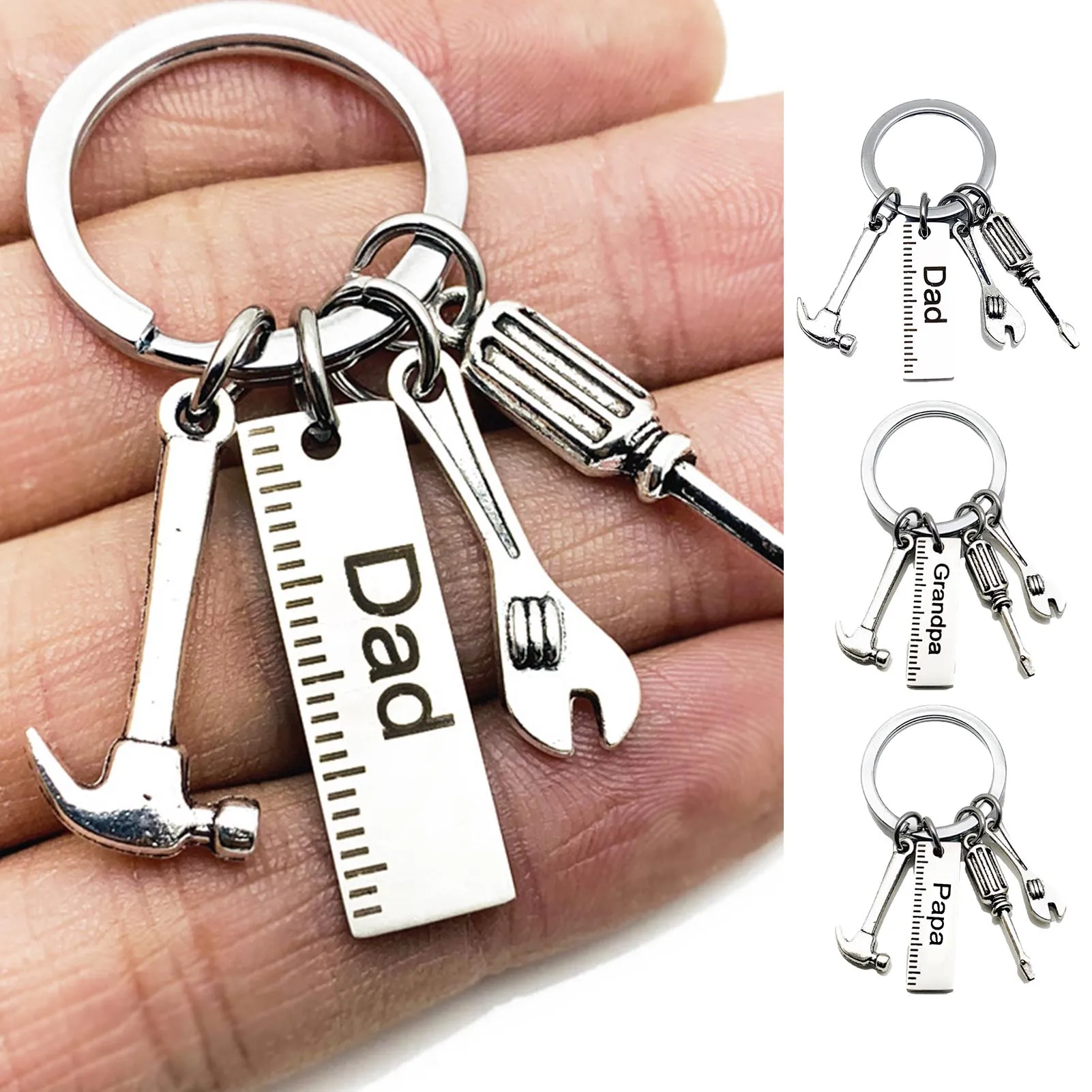 

Creative Key Pendant Unique Fathers Day Gift Dad Papa Grandpa Keychain Dads Tool Keychain With, Hammer, Screwdriver, Wrench