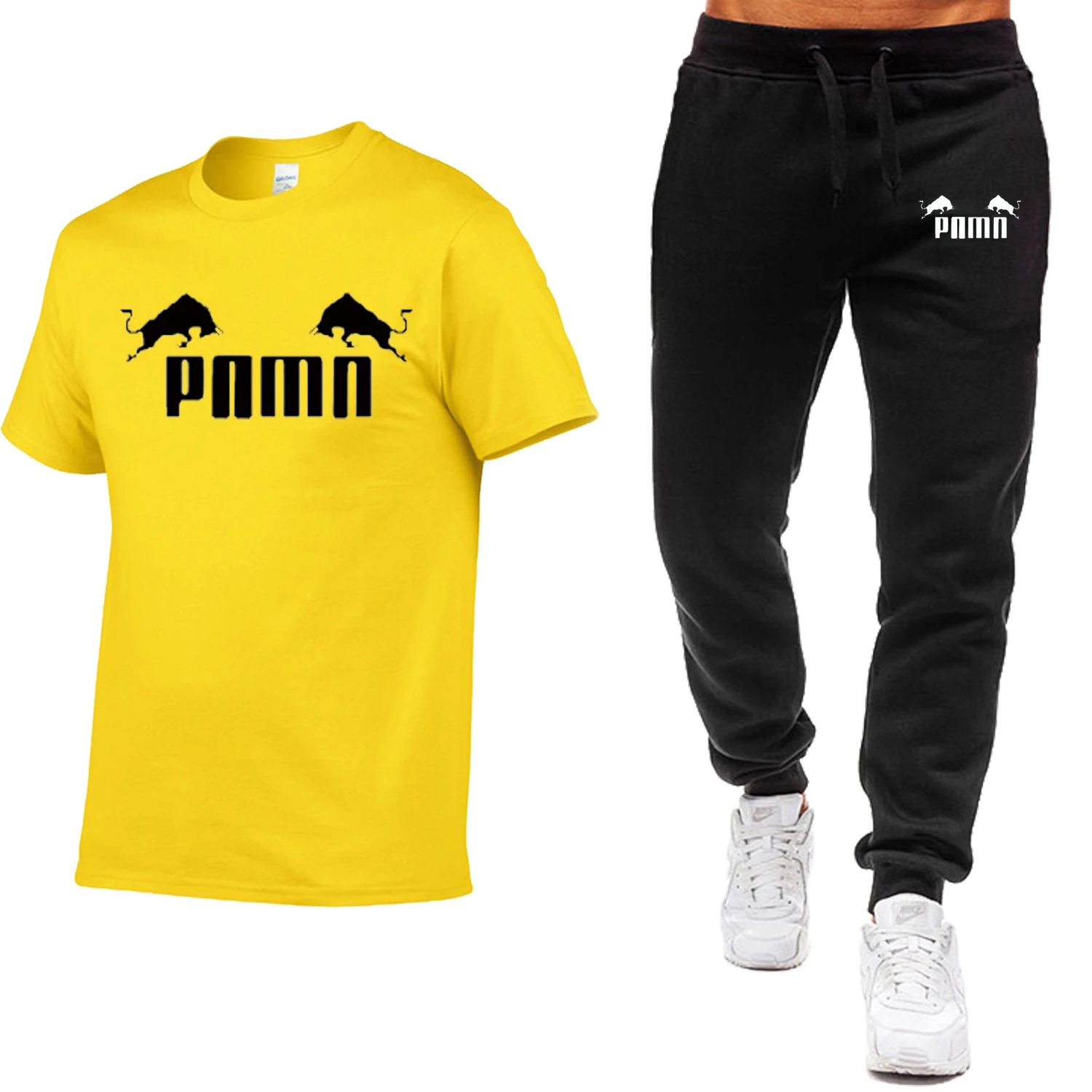 

2021 hot sale summer T-shirt pants suit casual brand fitness jogging pants T-shirt hip hop fashion men's sportswear