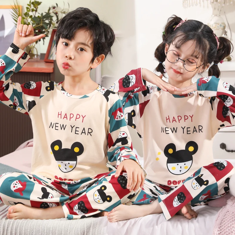 

2021 New Spring Children Pajama Set Girls Cartoon Cute Homewear Casual Boys Sleepwear Set Autumn Nightwear Kids Loungewear Suit