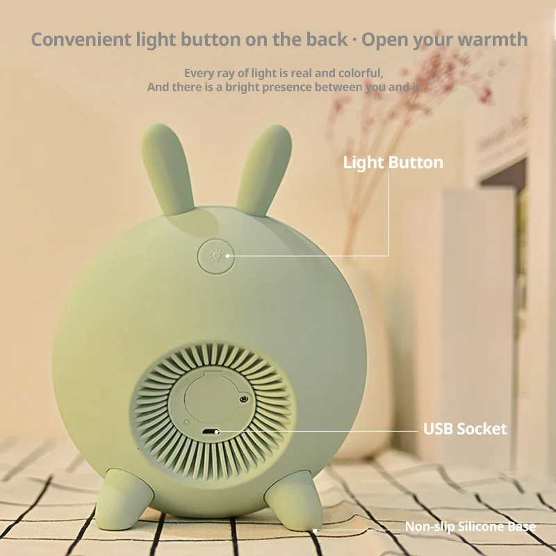 

LED dream time sleeping wake up light Alarm clock desk table bedside rabbit lamp rechargable bulb for baby bedroom
