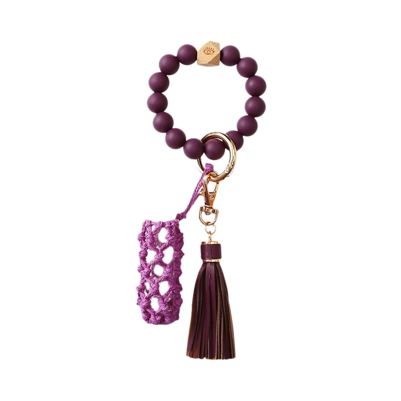 

Брелок на запястье, силиконовый автомобильный брелок, женский браслет с бусинами, брелок на запястье для хранения духов