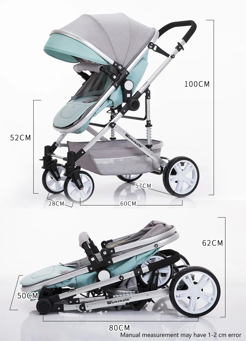 Babyfond легкая двойная коляска с высоким пейзажем, коляска может лежать, ударопрочная, складная, съемная коляска